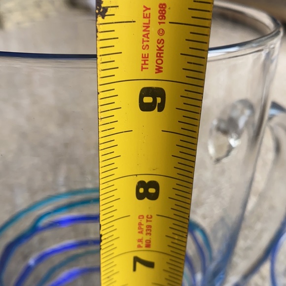 Pier 1 Glass two-tone blue glass pitcher with 3 matching glasses - Picture 4 of 11